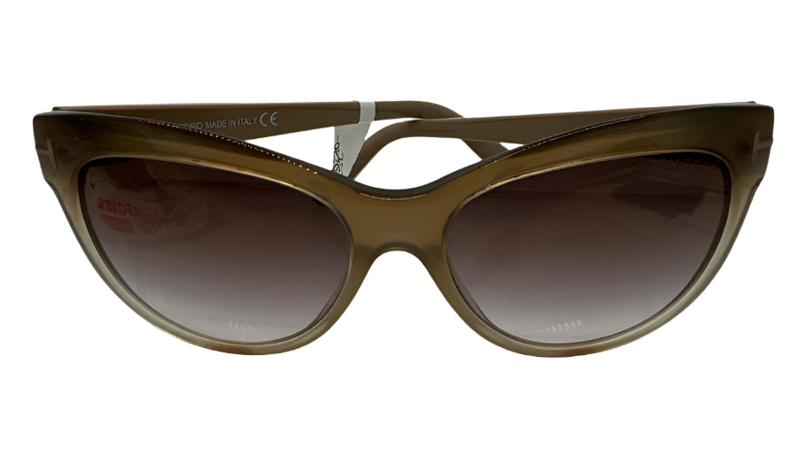 Tom Ford Brown Acetate One Button Cat Eye Ombre Sunglasses