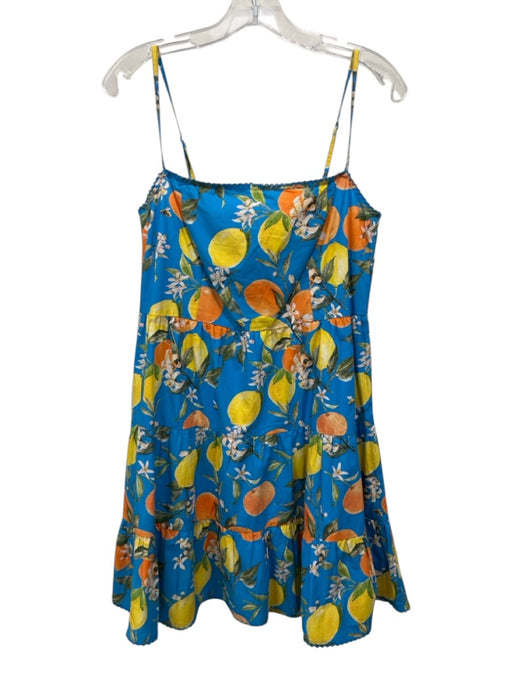 Olivia James the Label Size M Blue, Orange, Yellow Cotton Fruit Dress Blue, Orange, Yellow / M