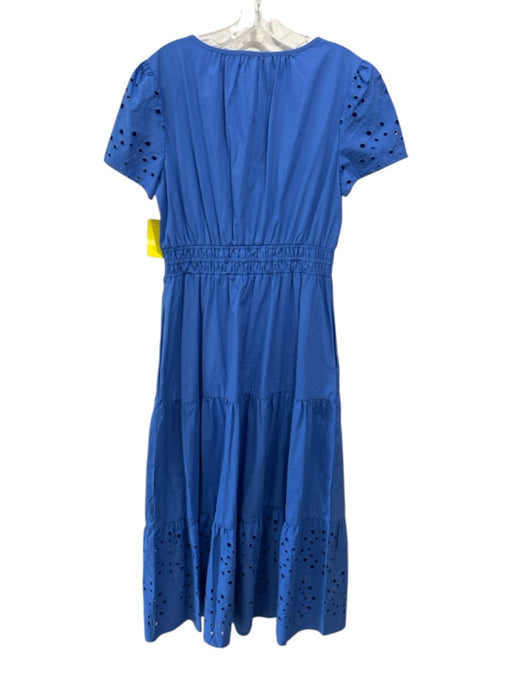 Cynthia Rowley Size M Blue Cotton Eyelet Detail Half Button Elastic Waist Dress Blue / M