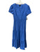 Cynthia Rowley Size M Blue Cotton Eyelet Detail Half Button Elastic Waist Dress Blue / M