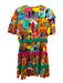 Alden Adair Size XS Orange, Pink, Green Polyester Ruffle Detail Dress Orange, Pink, Green / XS