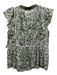Oliphant Size S Green & White Print Cotton Tassel Abstract Cap Sleeve Top Green & White Print / S