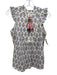 Bell Size M White, Blue, Purple Cotton V Neck Floral Abstract Tassel Top White, Blue, Purple / M