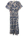 Maeve Size S Blue & White Cotton Botanical Short Sleeve Maxi Dress Blue & White / S