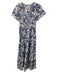 Maeve Size S Blue & White Cotton Botanical Short Sleeve Maxi Dress Blue & White / S