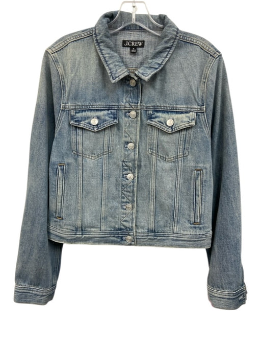 J. Crew Size M Medium Wash Cotton Denim Flap Pocket Button Front Jacket Medium Wash / M