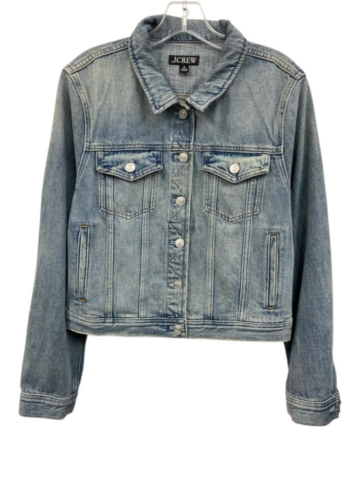 J. Crew Size M Medium Wash Cotton Denim Flap Pocket Button Front Jacket Medium Wash / M