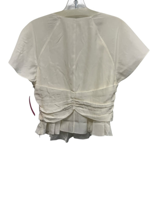 Frame Size M Cream Silk Tiered Flutter Cap Sleeve Gathered Top Cream / M