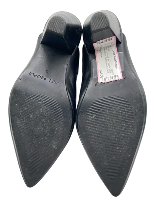 Free People Shoe Size 9 Black Leather Upper Pointed Toe Stacked Heel Mules Black / 9