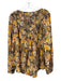 We The Free Size Large Yellow, Orange & Black Cotton Silver Buttons Floral Top Yellow, Orange & Black / Large