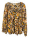 We The Free Size Large Yellow, Orange & Black Cotton Silver Buttons Floral Top Yellow, Orange & Black / Large
