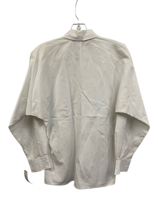 Ralph Lauren Size 10 White Cotton Dolman Sleeve Button Up & Collar Cufflinks Top White / 10