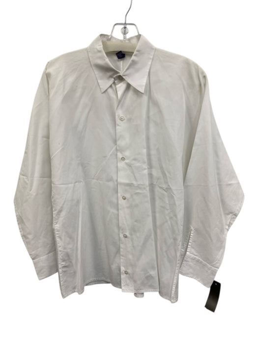 Ralph Lauren Size 10 White Cotton Dolman Sleeve Button Up & Collar Cufflinks Top White / 10