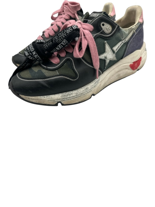 Golden Goose Shoe Size 38 Green, Black, Pink Canvas Camoflage Running Sneakers Green, Black, Pink / 38