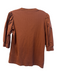 Veronica Beard Size M Brown Pima Cotton & Spandex Ribbed Half Button V Neck Top Brown / M