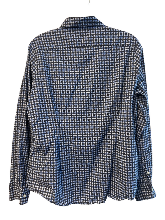 Ann Mashburn Size L Blue 100% Cotton Geometric Floral Long Sleeve Top Blue / L