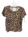 Mother Superior Size L Brown Cotton & Linen Contrast Stitch Leapord Top Brown / L