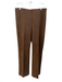 Ecru Size L Brown Polyester Suede Elastic Waist Straight Leg Stretch Pants Brown / L