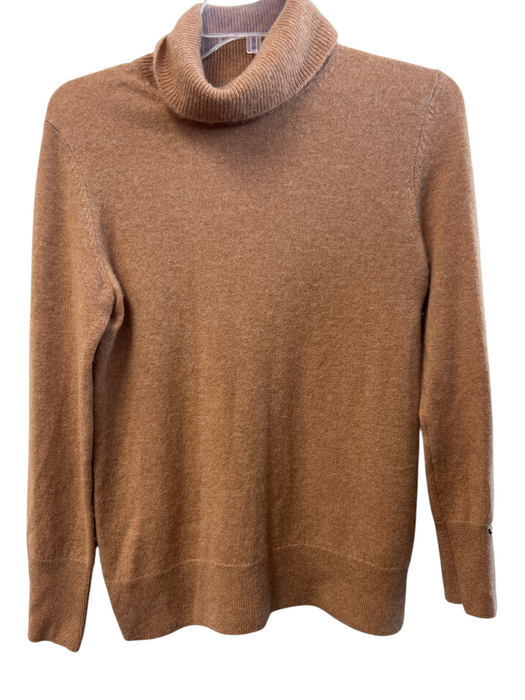 Halston Size M Brown Cashmere Long Sleeve solid color turtle neck Knit Sweater Brown / M