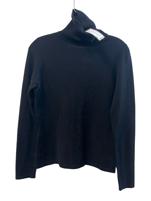 Neiman Marcus Size S Black Cashmere Long Sleeve solid color turtle neck Sweater Black / S