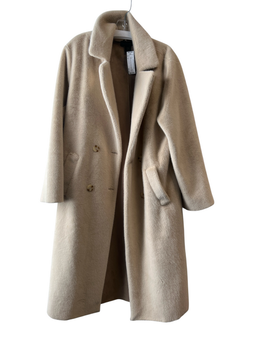 House of Harlow Size M Beige Polyester Faux Fur Side Pockets Button Front Coat Beige / M