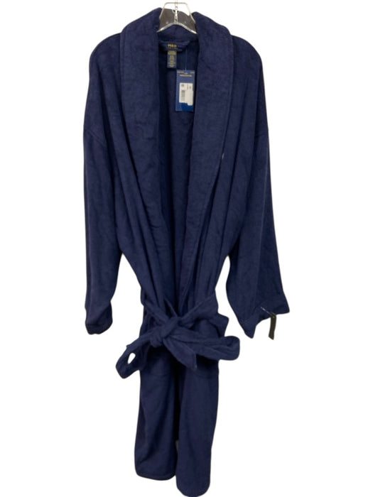 Polo Ralph Lauren Size 3X NWT Blue Cotton Terry Cloth Embroidered Pockets Robe Blue / 3X