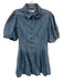 Jonathan Simkhai Size 4 Blue Cotton Button Front Puff 1/2 Sleeve Collared Dress Blue / 4