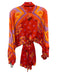 Farm Rio Size XS Red Multi Viscose Button Front Long Sleeve Printed Romper Red Multi / XS