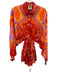 Farm Rio Size XS Red Multi Viscose Button Front Long Sleeve Printed Romper Red Multi / XS