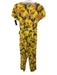 Farm Rio Size S Yellow Multi Linen Blend Zip Back Cut Out Lemon Print Jumpsuit Yellow Multi / S