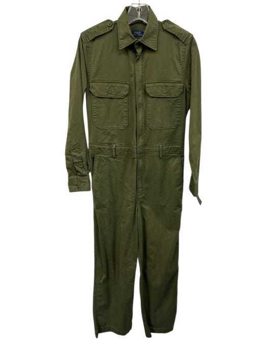 Polo Ralph Lauren Size S Army Green Cotton Blend Patch Pocket Collared Jumpsuit Army Green / S