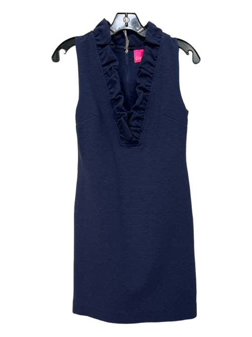 Lilly Pulitzer Size XS Navy Polyester Blend Ruffle Neck Sleeveless Dress Navy / XS