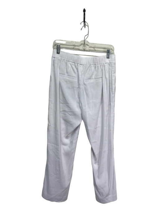 Vince Size S White Polyester Elastic Waist Straight Front Seam Pants White / S