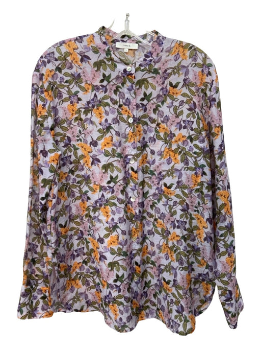 Vince Size Small Purple, Green, Orange Tencel Blend Long Sleeve Floral Top Purple, Green, Orange / Small