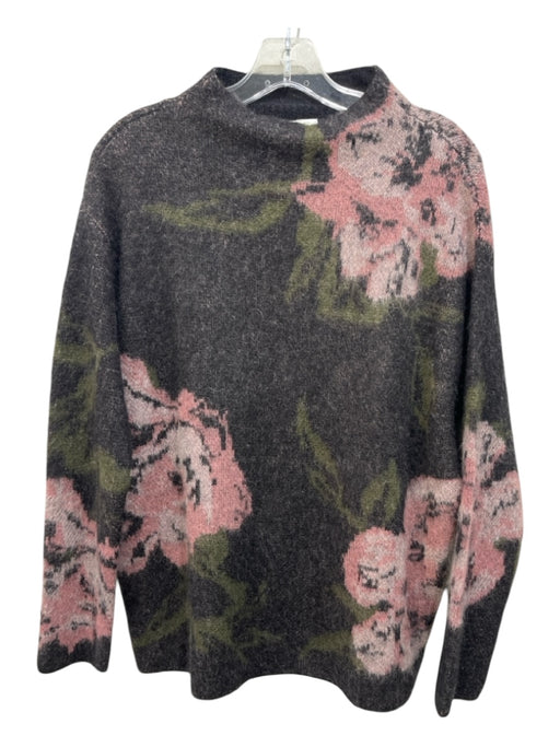 Vince Size S Black, Green & Pink Print Polyamide & Alpaca Fuzzy graphic Sweater Black, Green & Pink Print / S