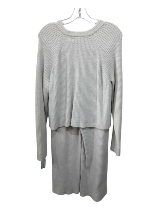 Spiritual Gangster Size S White Nylon Long Sleeve Ribbed Crew Neck Pant Set White / S