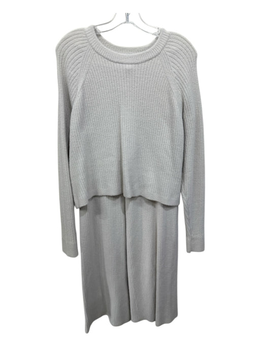 Spiritual Gangster Size S White Nylon Long Sleeve Ribbed Crew Neck Pant Set White / S