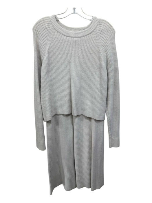 Spiritual Gangster Size S White Nylon Long Sleeve Ribbed Crew Neck Pant Set White / S