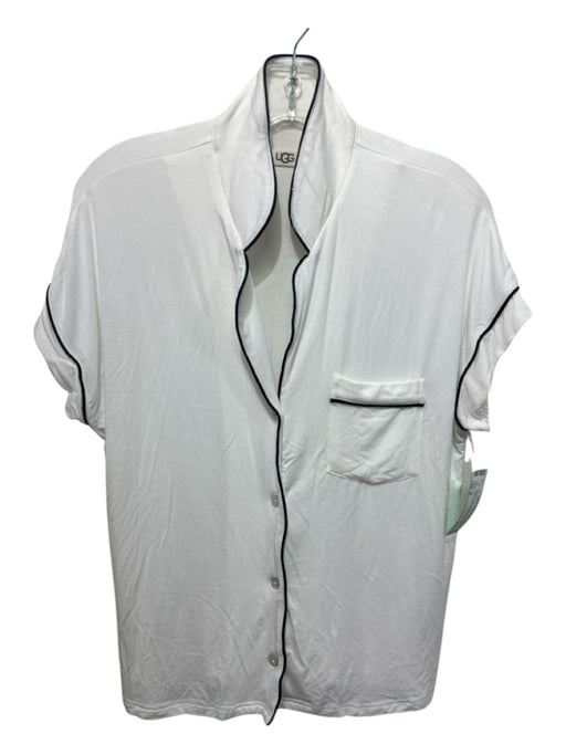 Ugg Size S White & Black Ecovero Blend Short Sleeve Piping Button up Pant Set White & Black / S