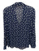 L'agence Size S Navy Blue & White Polyester Collar Embroidered Flowers Top Navy Blue & White / S