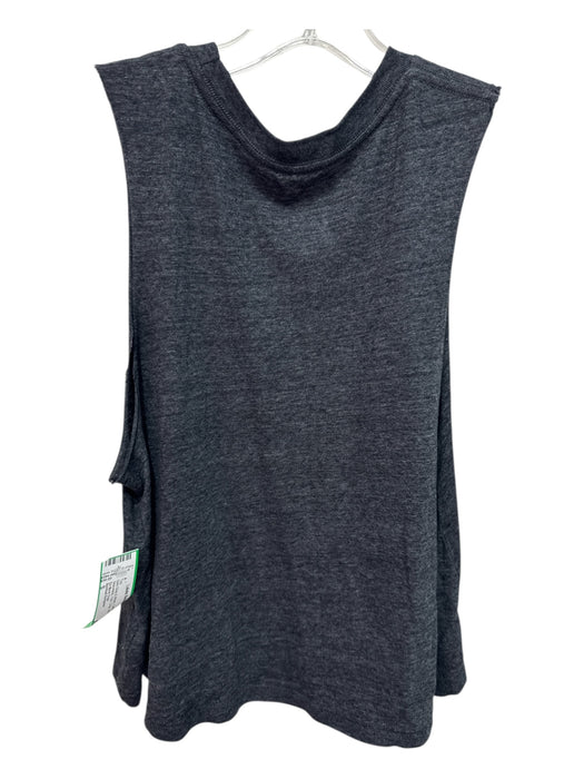 Spiritual Gangster Size S Dark Gray & White Cotton Blend Sleeveless Text Top Dark Gray & White / S