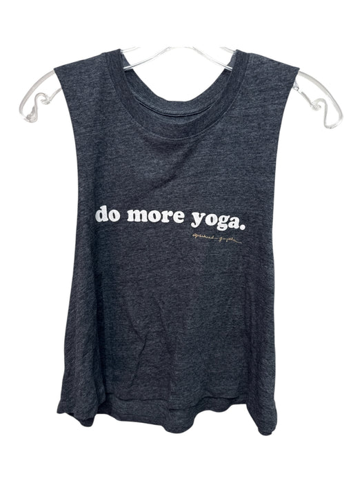 Spiritual Gangster Size S Dark Gray & White Cotton Blend Sleeveless Text Top Dark Gray & White / S