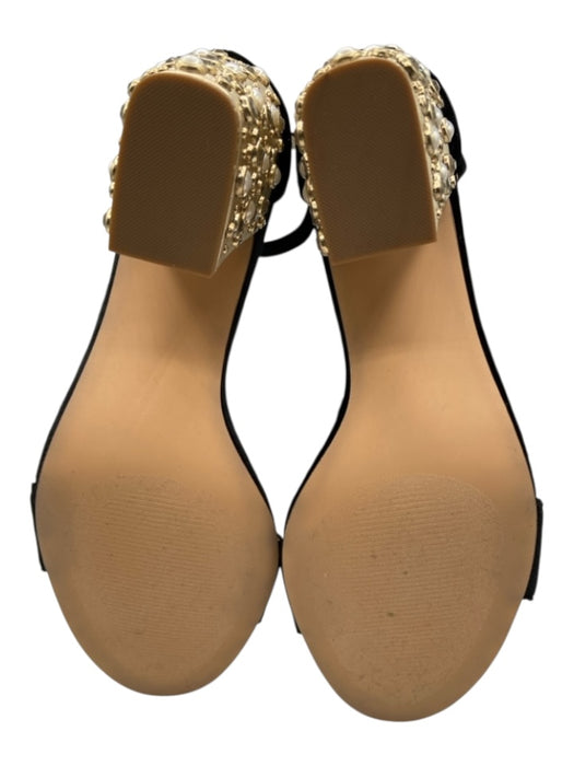 Lily Pulitzer Shoe Size 10 Black & Gold Velvet Rhinestone Pearls Sandals Black & Gold / 10