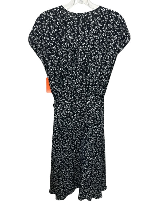 Joie Size S Black & White Print Silk Wrap Floral Cap Sleeve Dress Black & White Print / S