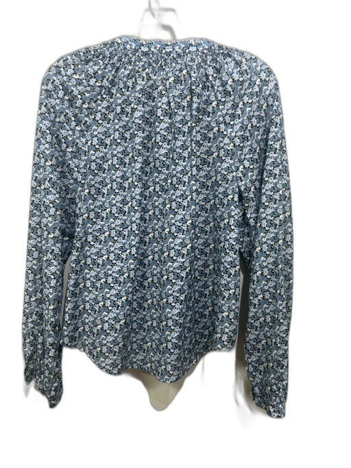 Veronica Beard Size 6 Blue & Multi Cotton & Viscose Long Sleeve Floral Top Blue & Multi / 6