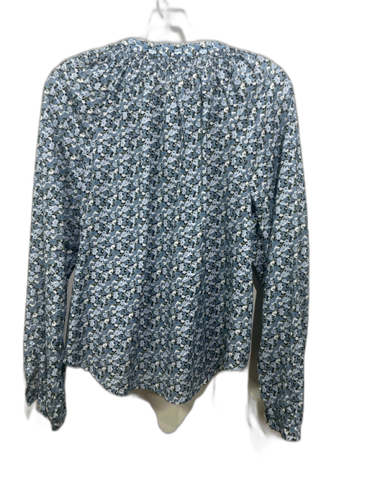 Veronica Beard Size 6 Blue & Multi Cotton & Viscose Long Sleeve Floral Top Blue & Multi / 6