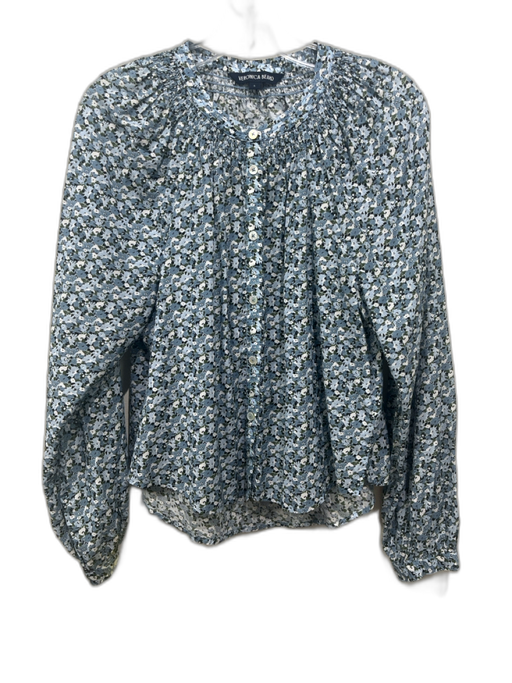Veronica Beard Size 6 Blue & Multi Cotton & Viscose Long Sleeve Floral Top Blue & Multi / 6
