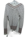 Veronica Beard Size S White & Brown Cotton Long Sleeve Knit V Neck Stripe Top White & Brown / S