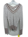 Veronica Beard Size S White & Brown Cotton Long Sleeve Knit V Neck Stripe Top White & Brown / S