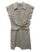 Veronica Beard Size 6 White & Brown Cotton Short Sleeve Stripe Button Up Dress White & Brown / 6